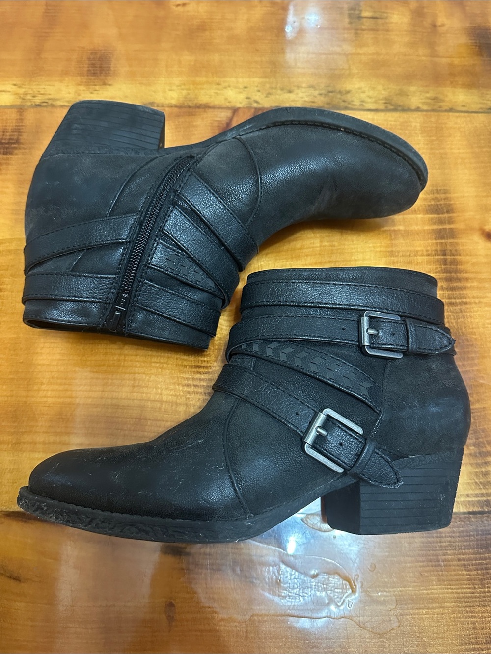 Kohl's Black Strappy Buckle Ankle Boots